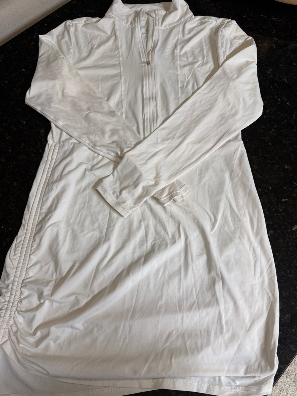 Tennis BloqUV Women's White Long-Sleeve Zip-Front Sleep Dress M